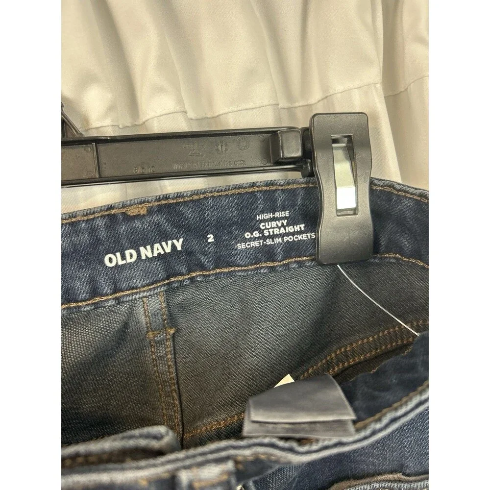 Old Navy O.G. High Rise Straight Leg Jeans Curvy 2 Dark Wash Secret Slim Pockets